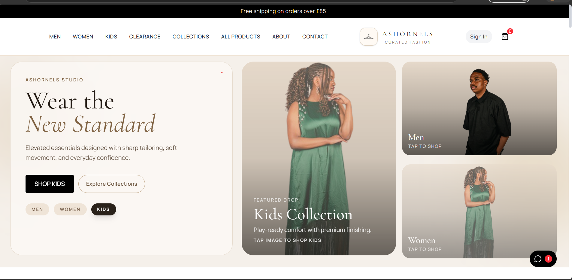 Ashornels: An editorial introduction to clothing for men, women, and kids.